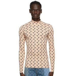 Marine Serre Beige & Black Allover Moon Turtleneck